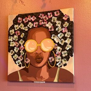 Floral Afro Art with Sunglasses